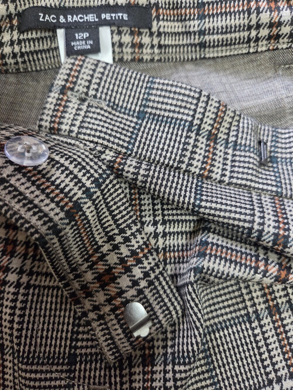 NWT Zac & Rachel Petite Glen Plaid Stretch Dress Pants - Black/Gray Size 12P - Picture 11 of 12